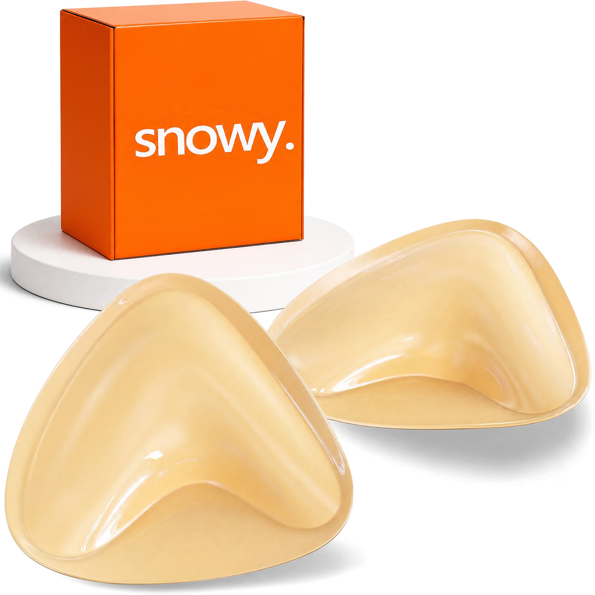 Snowy Double Sided Sticky Bra Inserts for Women, Beige Push Up Bra Pads with Natural Lift, Washable Reusable Adhesive Breast Inserts for Strapless, Backless,